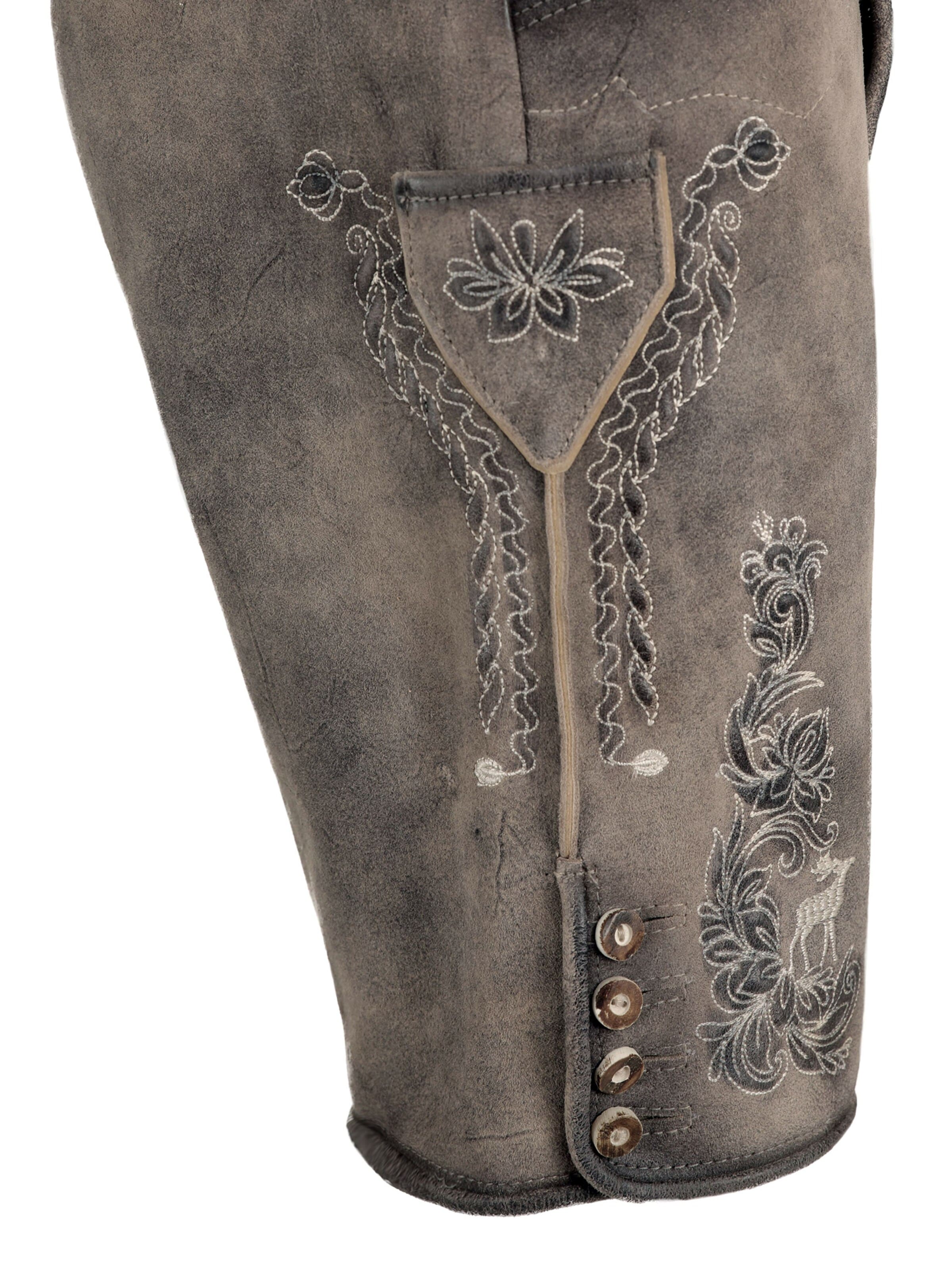 Fuchs Trachtenmoden Skinny Trachtenhose 'Lederhose Herren kurz Hellbraun Echtleder'‌‌ in Braun