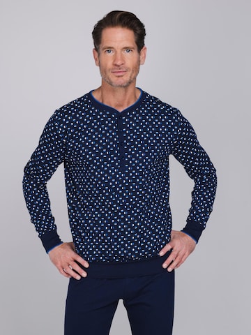Pastunette Pyjama lang 'Blue Draft' in Blauw