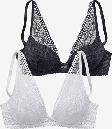 Push-up Soutien-gorge PETITE FLEUR en noir : devant