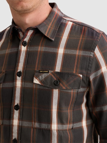 Coupe regular Chemise 'Shirt with lumberjack check pattern and herringbone texture' PME Legend en marron
