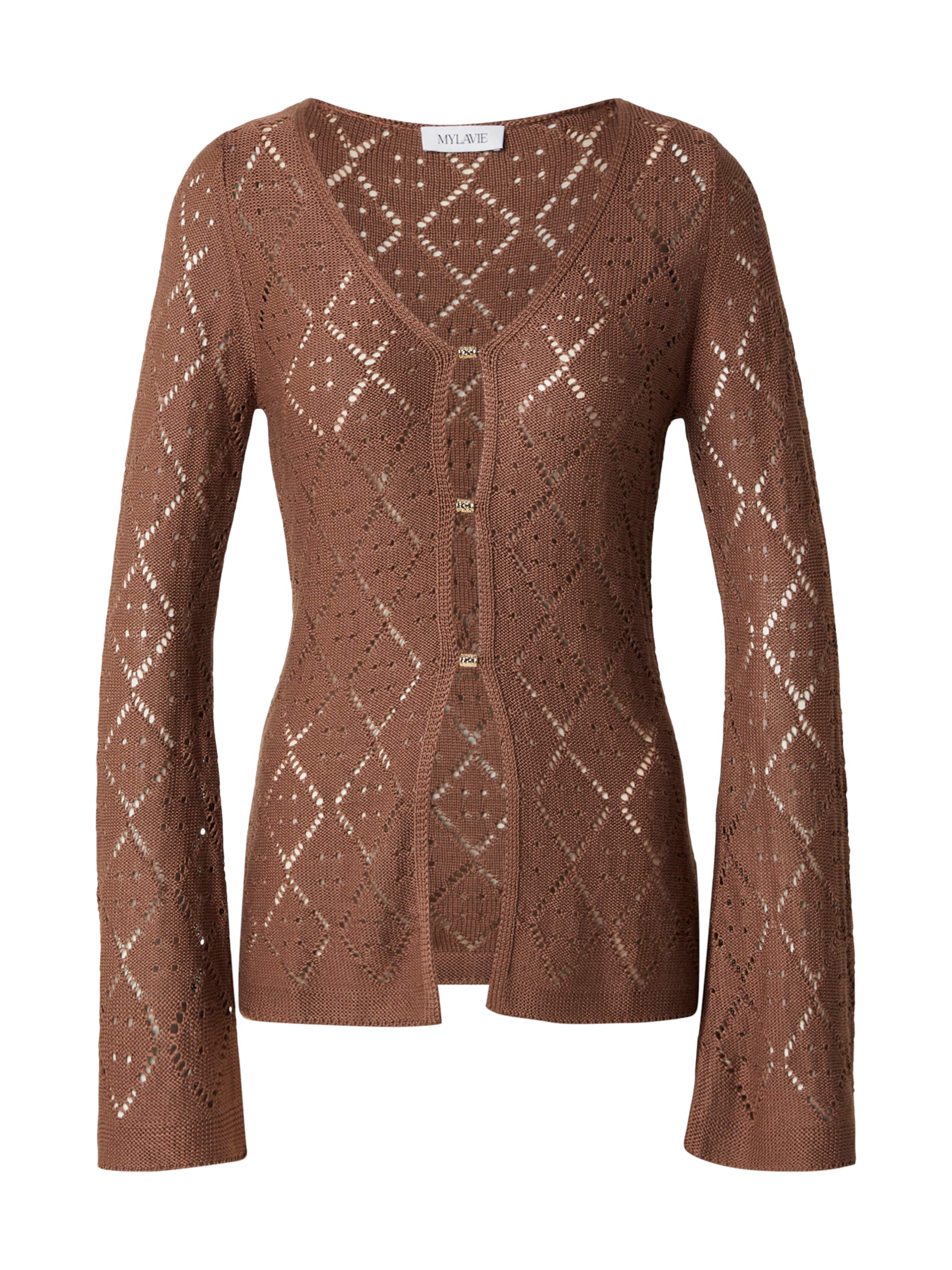 Geacă tricotată MYLAVIE by Sarah Harrison pe maro, Vizualizare produs