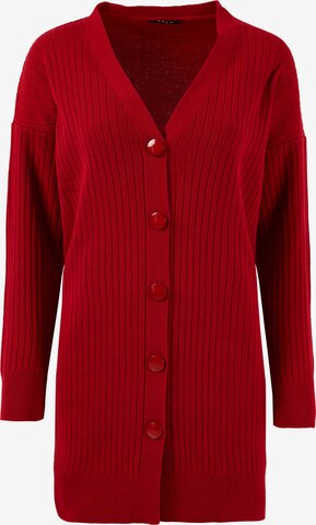LELA Knit Cardigan in Red: front