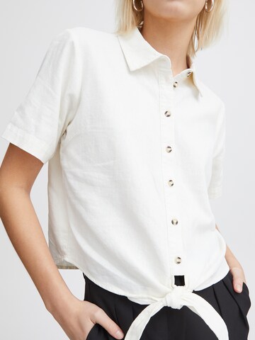 ICHI Bluse 'LINO' i beige