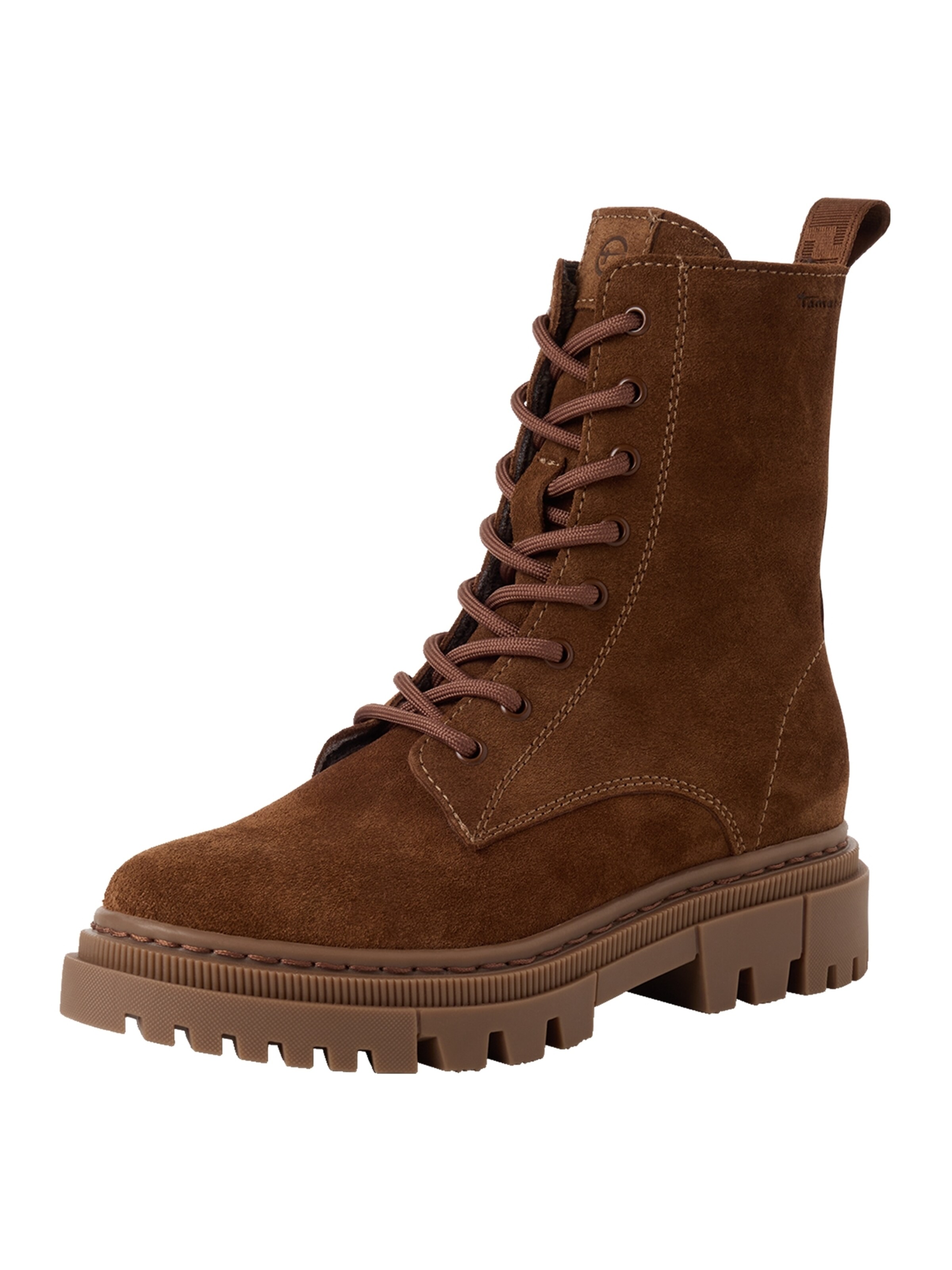 Tamaris Lace-Up Ankle Boots in Brown: front