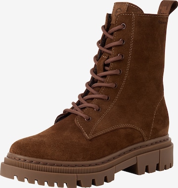 Tamaris Lace-Up Ankle Boots in Brown: front