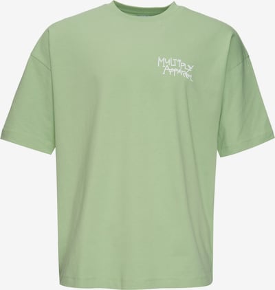 Marškinėliai 'Banderole' iš Multiply Apparel, spalva – pastelinė žalia / juoda / balta, Prekių apžvalga