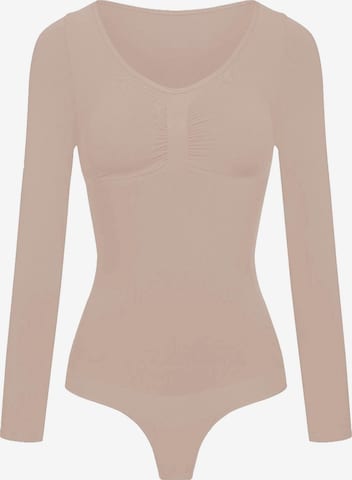 cfab Shaping bodysuit 'Bodysuit Sculpting Shapewear Longsleeve mit String' in Beige: front