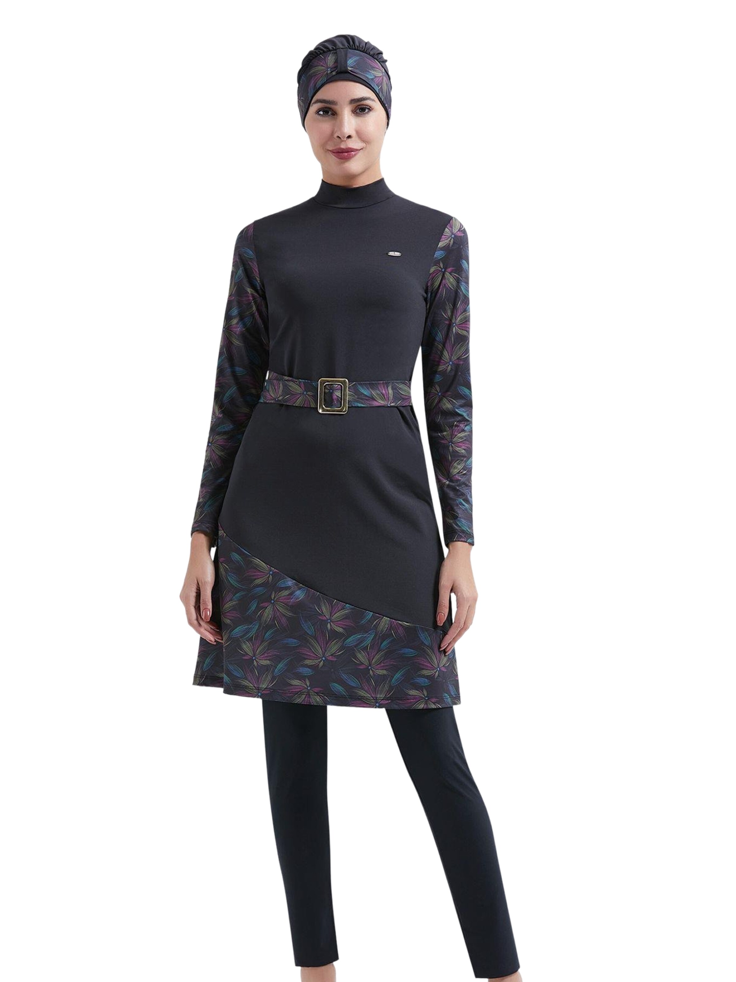 C&City Hijab Badeanzug in Schwarz: Vorderseite