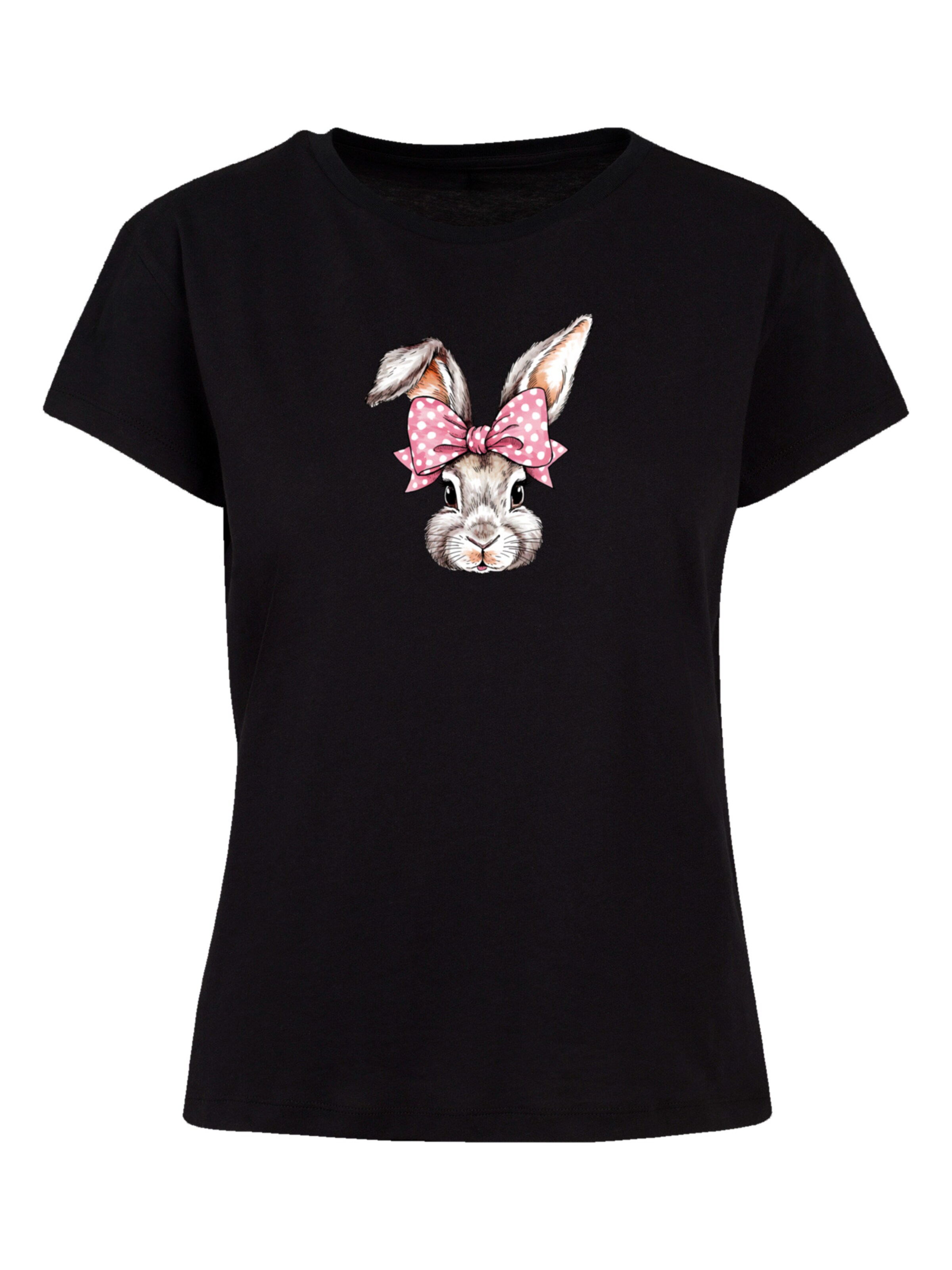 F4NT4STIC Shirt 'Niedlicher Hase mit Schleife' in Black: front