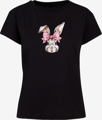 F4NT4STIC Shirt 'Niedlicher Hase mit Schleife' in Black: front