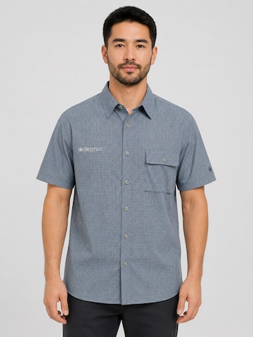 Chemise 'Outdoorhemd Copper Herren Kurzarmhemd kariert große Größen' deproc en gris : devant