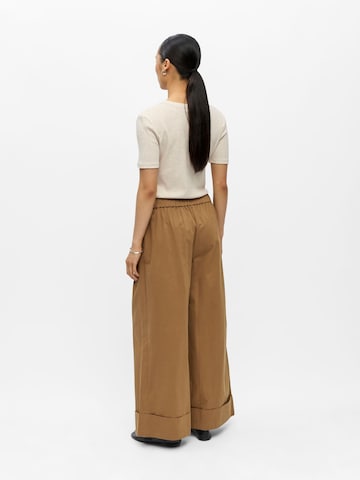 OBJECT Wide leg Pleat-Front Pants 'OBJKasani' in Beige
