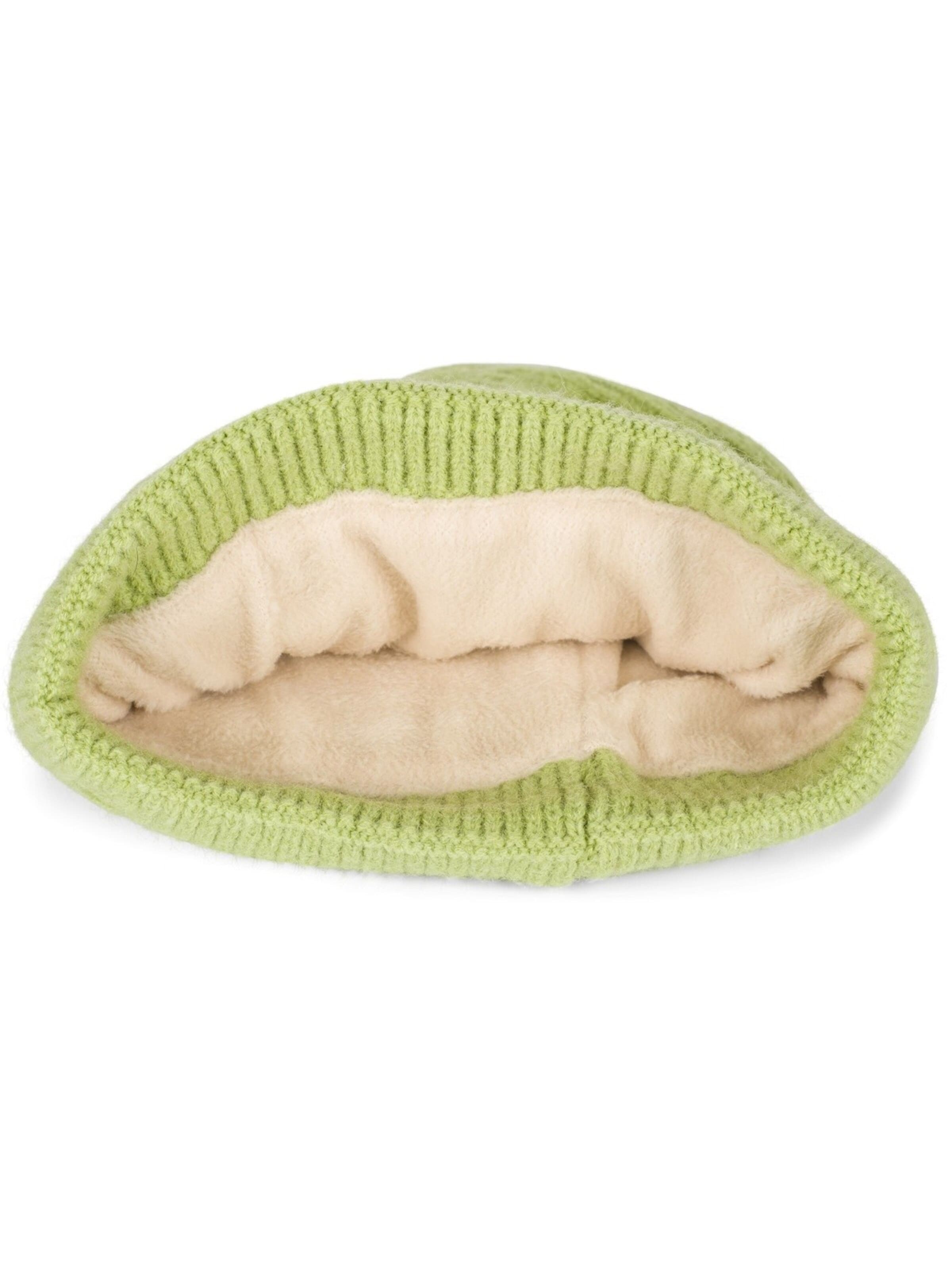 styleBREAKER Beanie 'Strickmütze mit Rippenmuster und Rissen' in Green