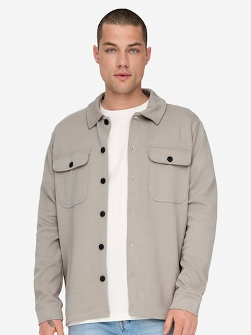 Only & Sons Regular fit Button Up Shirt 'Newkodyl' in Grey: front