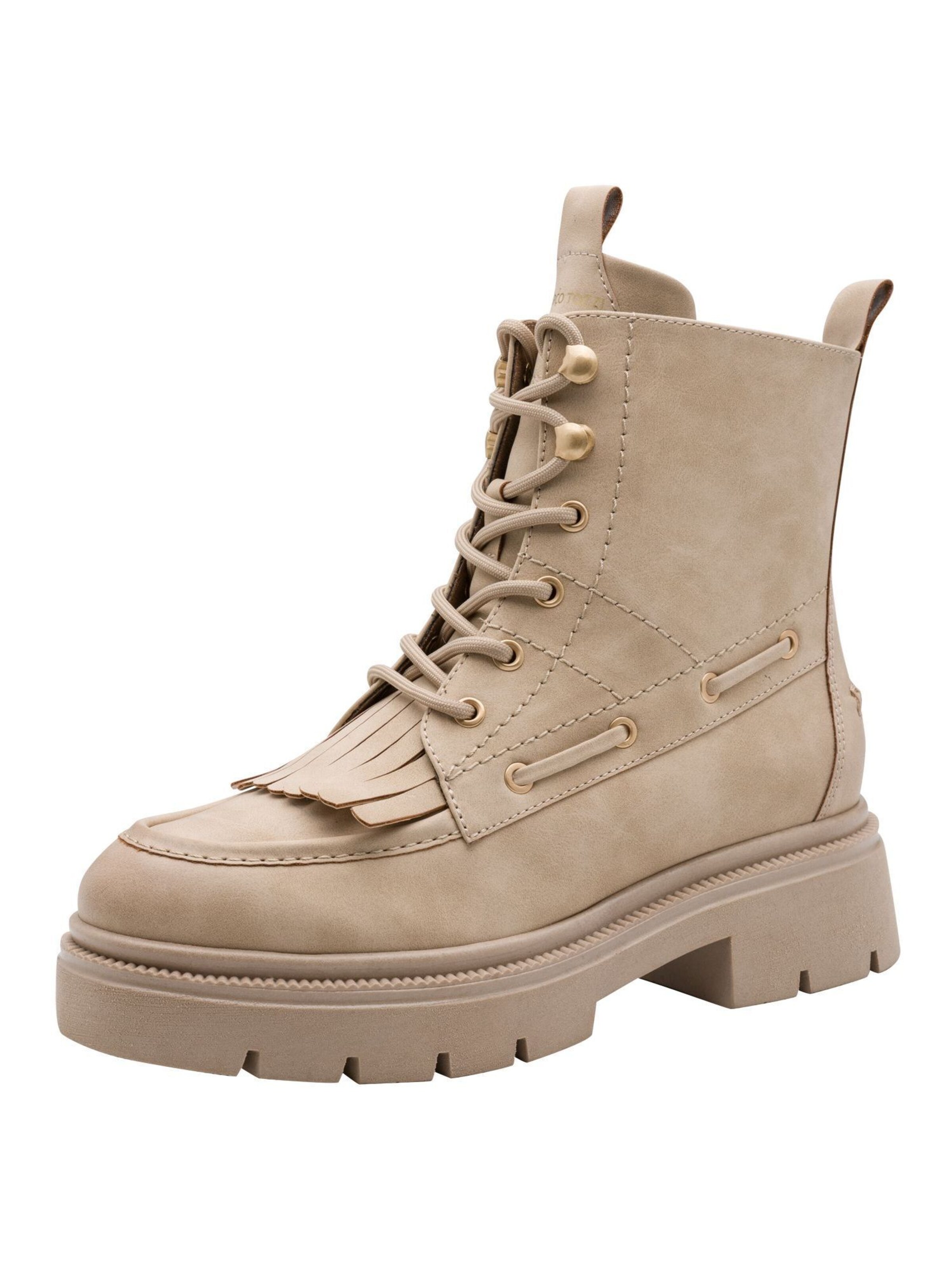 MARCO TOZZI Lace-Up Ankle Boots in Beige: front