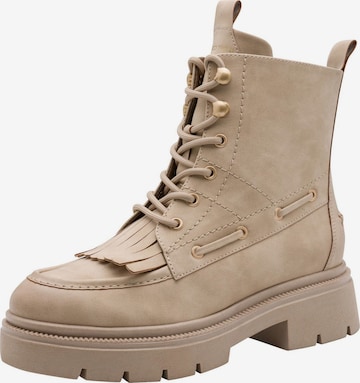 MARCO TOZZI Lace-Up Ankle Boots in Beige: front