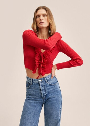 MANGO Knit Cardigan 'Moulin' in Red: front