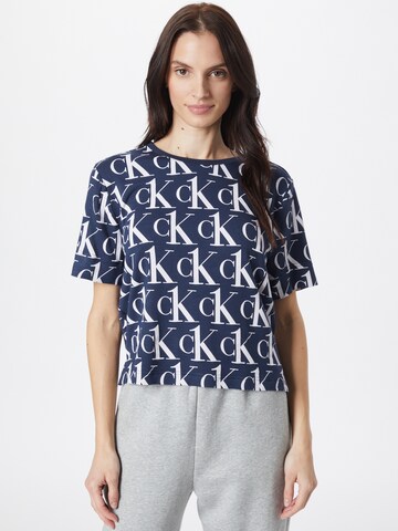 Calvin Klein Underwear Pajama Shirt in Blue: front