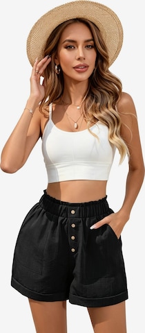 KoJooin Lużny krój Spodnie 'Damenshorts mit elastischem Bund Taschen und Knopfleiste, geeignet für den Alltag und den Sommer' w kolorze czarny: przód