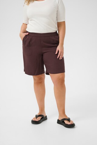 KAFFE CURVE Wide leg Pants 'Mille' in Brown: front