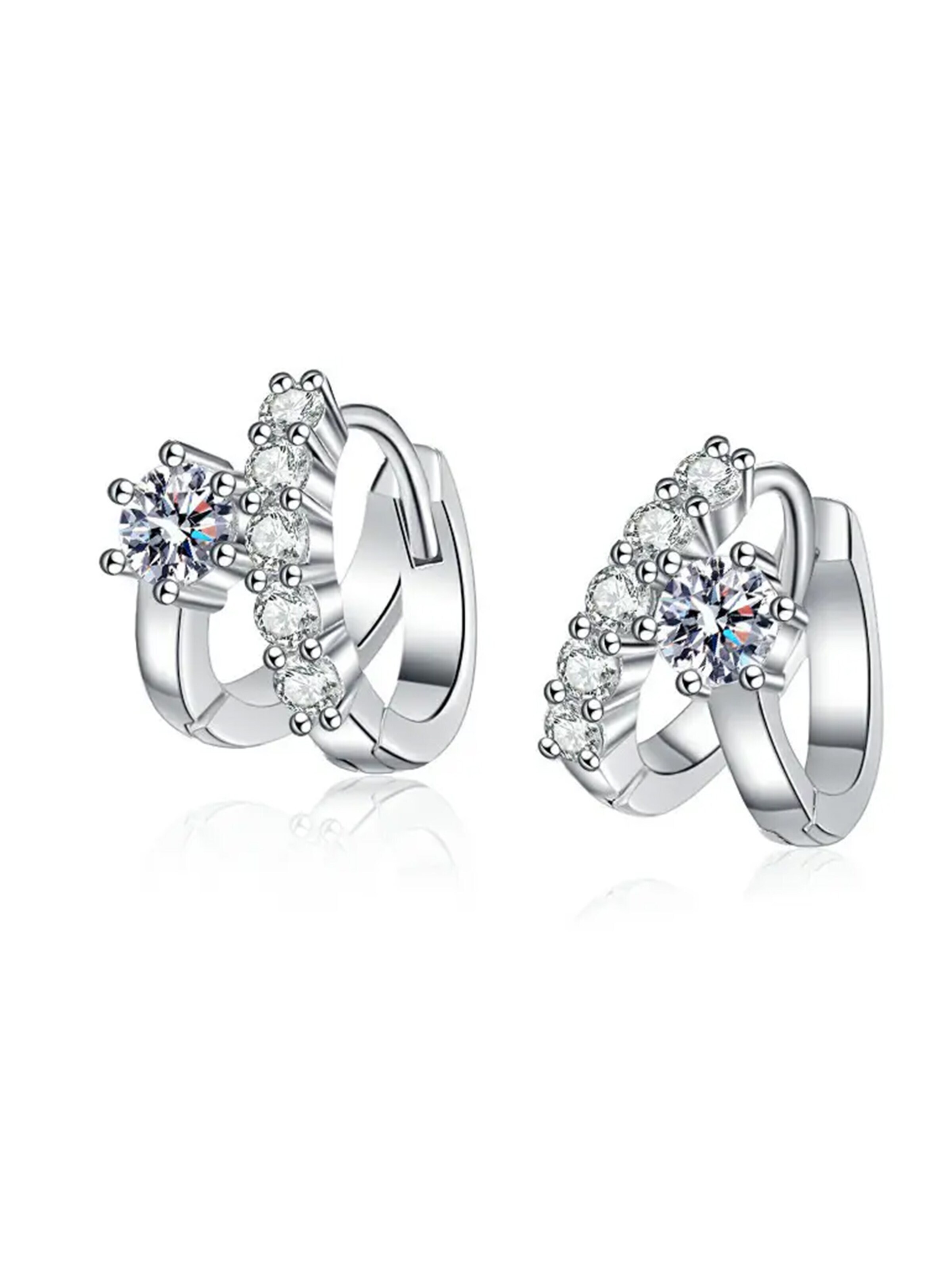 Staufergold Earrings 'Moissanit Ohrringe „Cascade“ – Cross-Over' in Silver: front