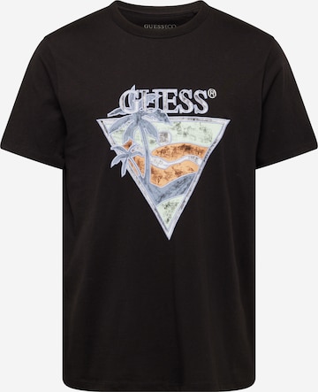 GUESS - Camiseta en negro: frente