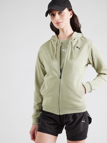 PUMA Athletic Zip-Up Hoodie 'TAD ESSENTIAL' in Green: front