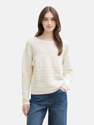 TOM TAILOR DENIM Pullover in Weiß: Vorderseite