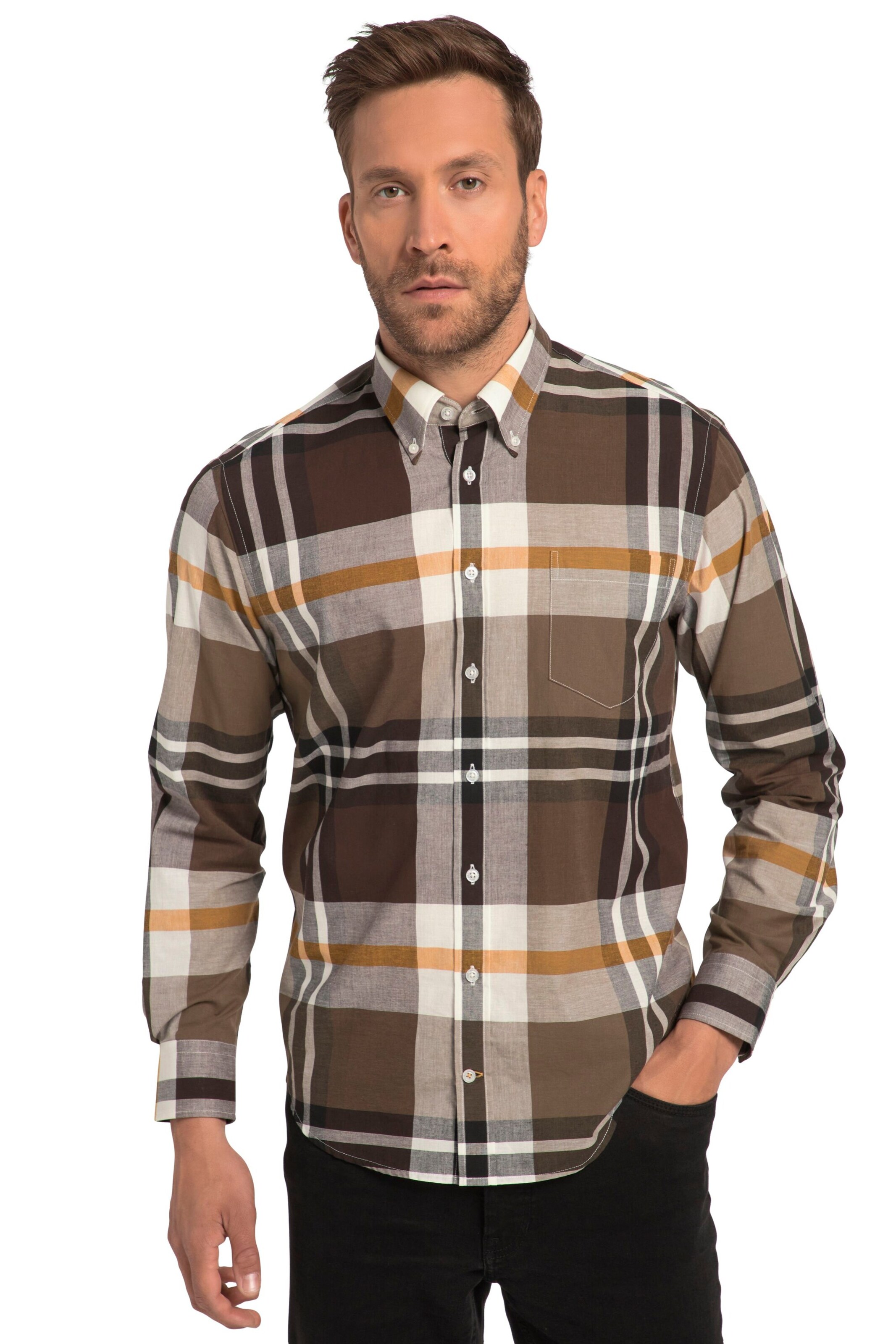 JP1880 Regular Fit Hemd in Braun: Vorderseite