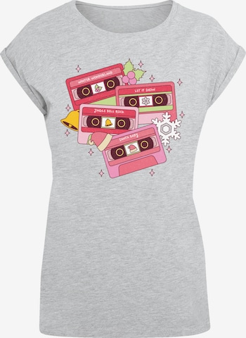 T-shirt 'Christmas Retro Song Tapes' F4NT4STIC en gris : devant