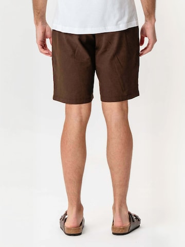 Regular Pantalon ' Linen Blend ' TEESHOPPEN en marron