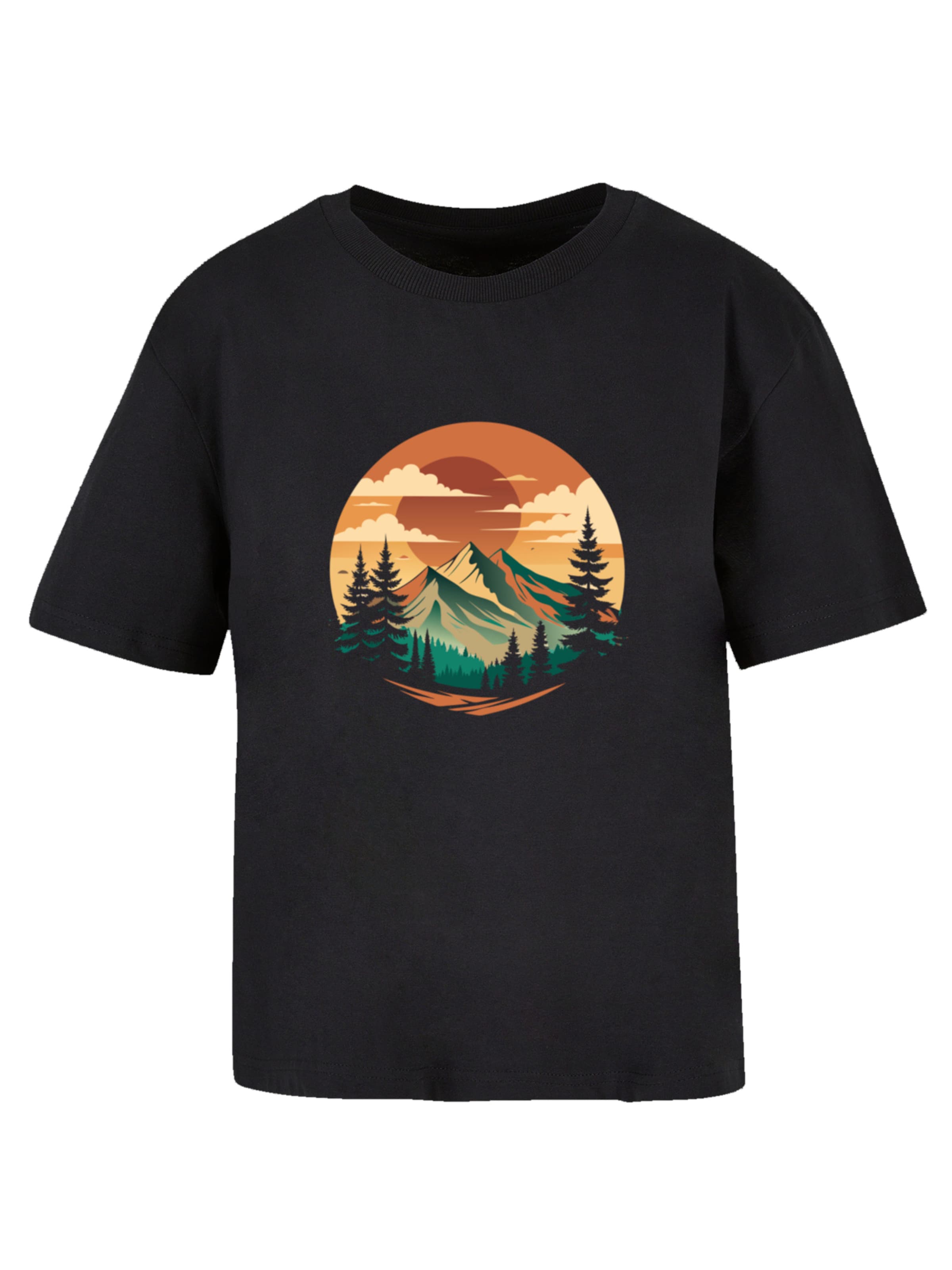 F4NT4STIC Shirt 'Sonnenuntergang Berglandschaft' in Black: front