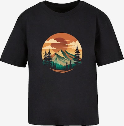 F4NT4STIC T-Shirt 'Sonnenuntergang Berglandschaft' in braun / gelb / grün / schwarz, Produktansicht