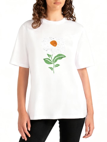 GORHEY Shirt 'Women's Summer Casual Cotton T-Shirt with Daisy Print' in Wit: voorkant