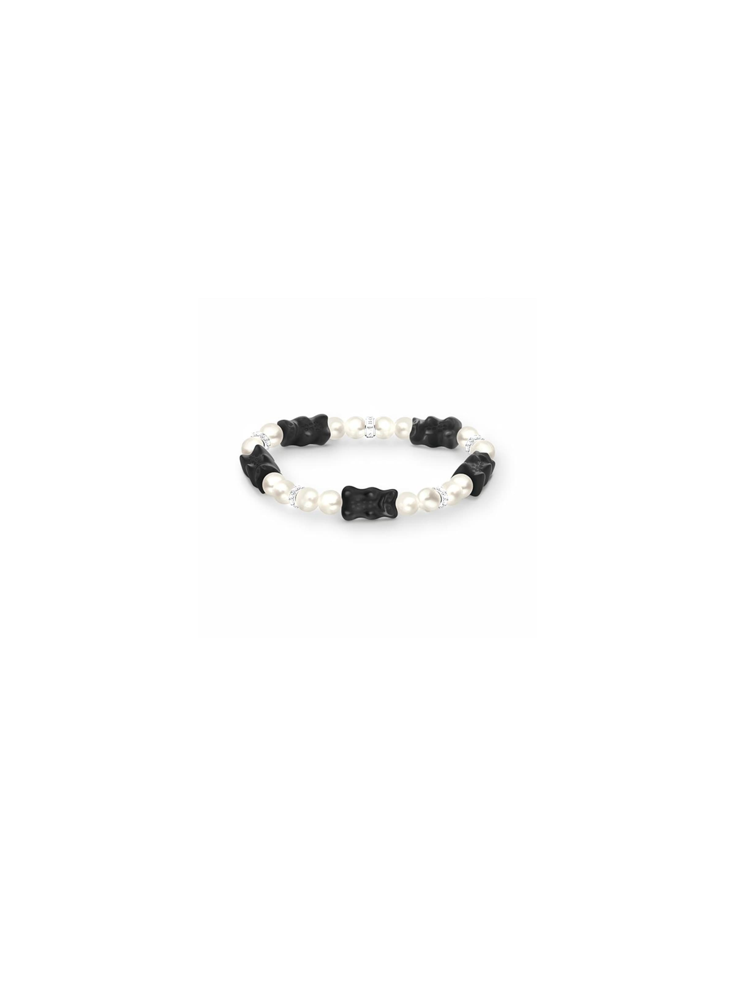 Thomas Sabo Bracelet 'Armband HARIBO Perle & Schwarzer Goldbär' in Black: front