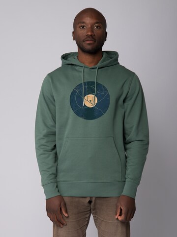 Felpa ' Broken Vinyl ' di Watapparel in verde: frontale