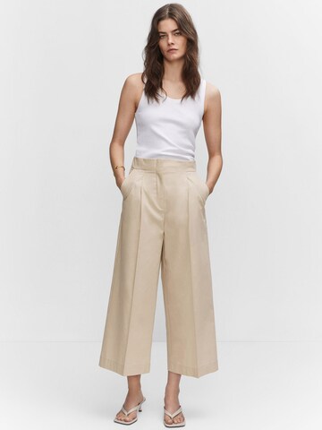 MANGO Wide leg Pressveckad byxa 'POPE' i beige