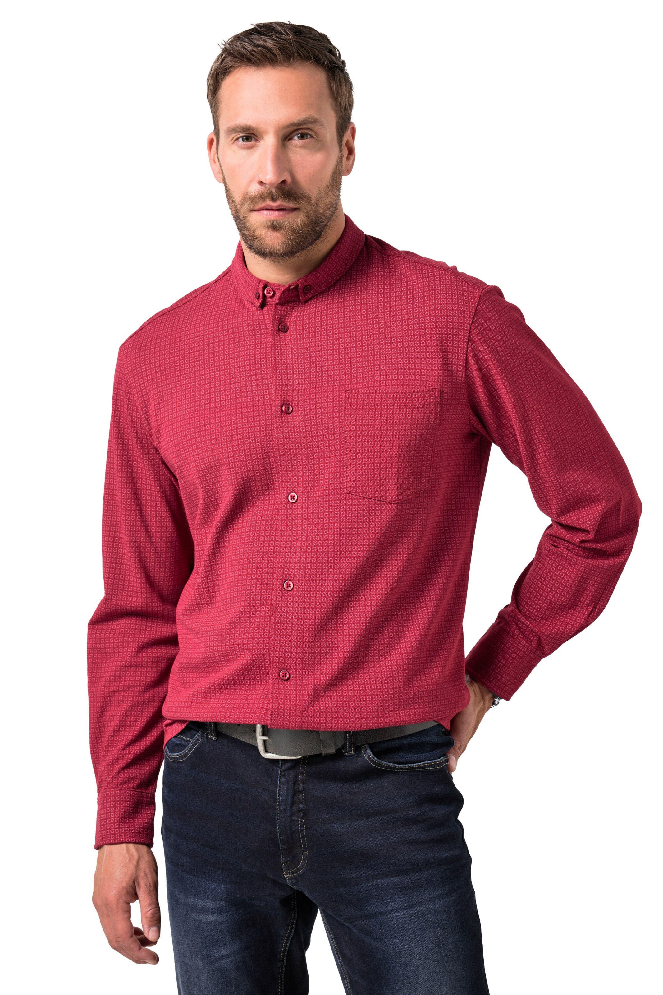 JP1880 Regular fit Overhemd in Rood: voorkant