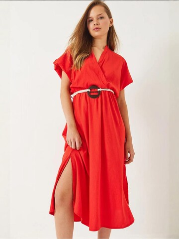 Bianco Lucci Jurk in Rood: voorkant