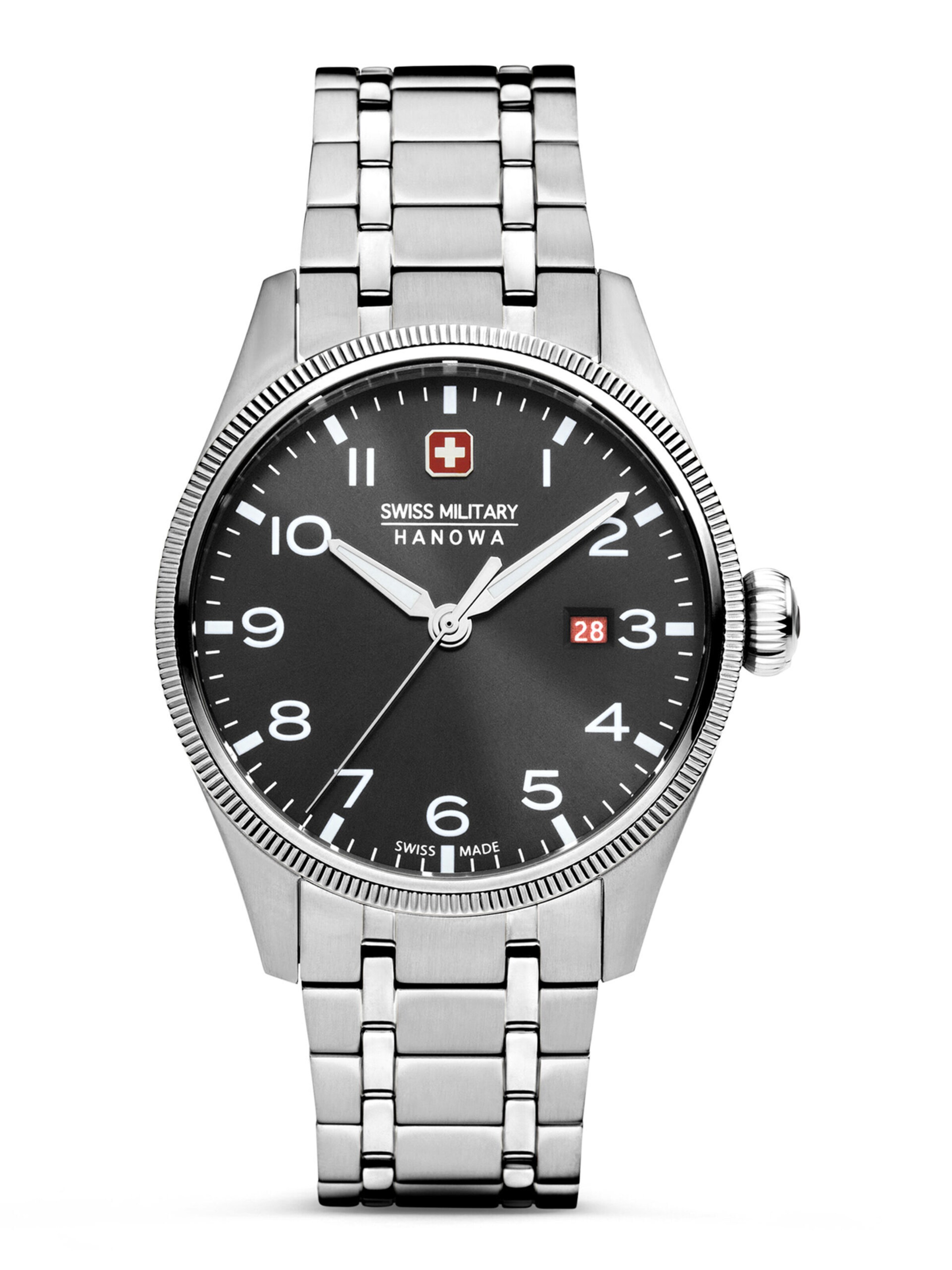 SWISS MILITARY HANOWA Analoguhr 'Thunderbolt' in Silber: Vorderseite