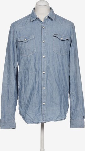 GARCIA Button Up Shirt in L in Blue: front