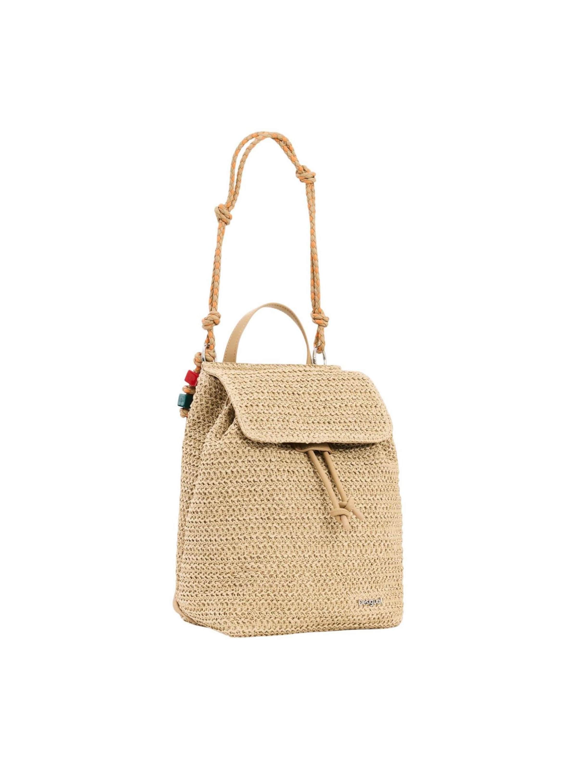 Zaino 'BACK_HALF LOGO RAFFIA L 26SAKO01' di Desigual in beige