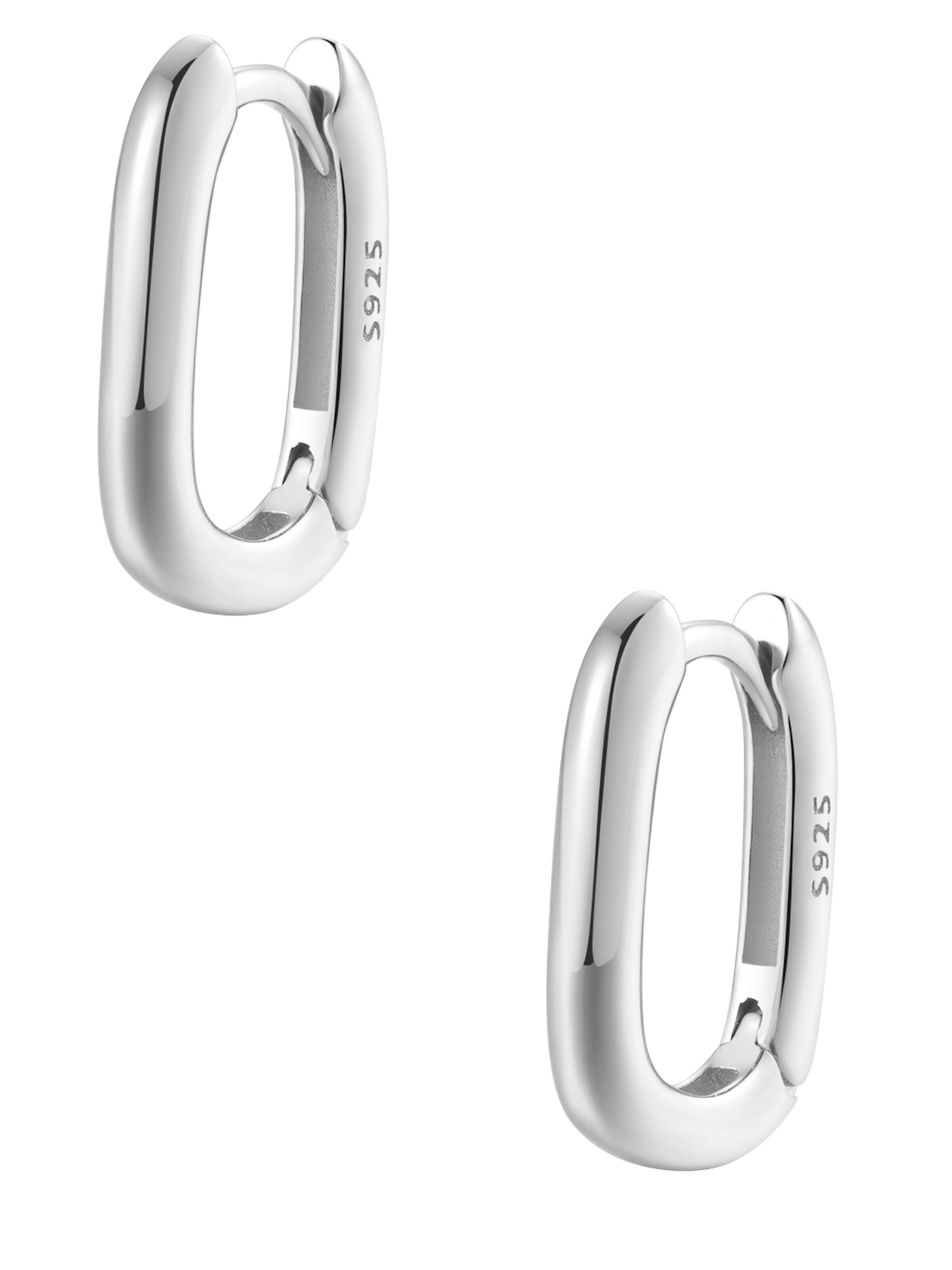 Hey Happiness - Pendientes 'Oval Hoop' en plata: frente