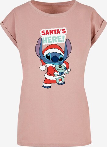 Maglietta 'Lilo And Stitch - Santa Is Here' di ABSOLUTE CULT in rosa: frontale