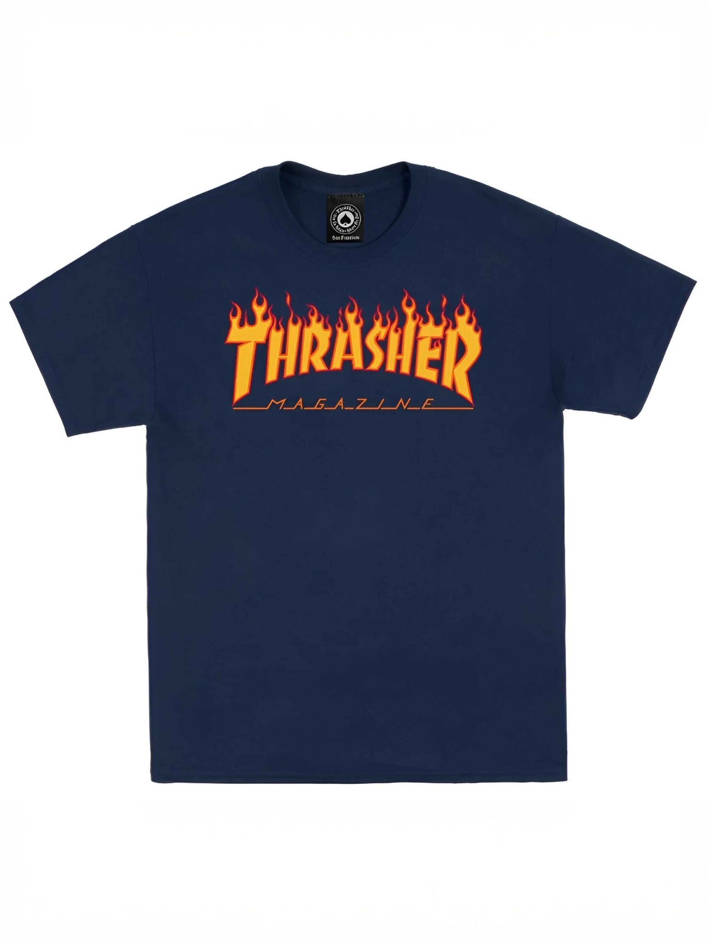 THRASHER Shirt 'FLAME' in Blauw: voorkant