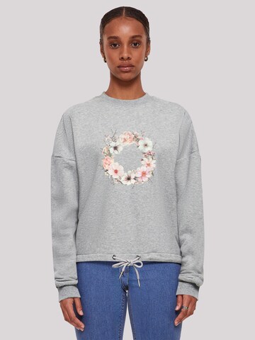 F4NT4STIC Sweatshirt 'Rosa Blumenkranz' in Grijs: voorkant