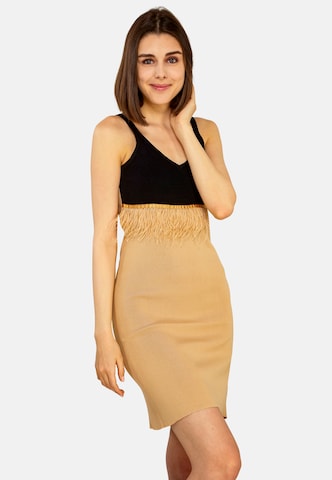 TOOche Cocktailjurk in Beige: voorkant