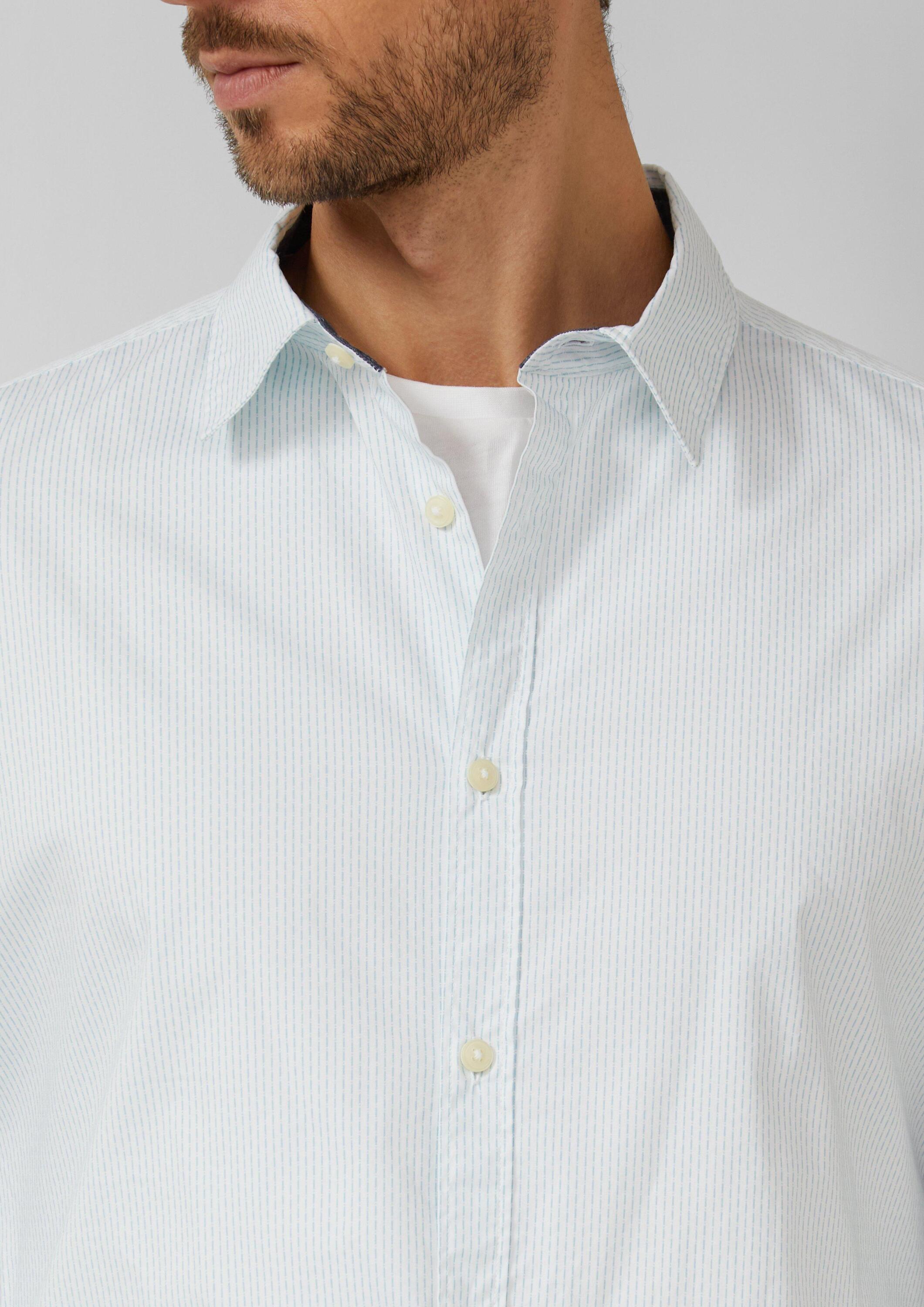 S.Oliver Camicia Uomo A Maniche Lunghe – Cotone Elasticizzato – Vestibilità Slim Con Stampa All Over E Colletto Kent