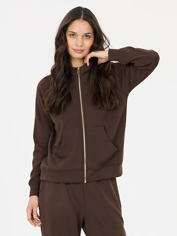 Athlecia - Sudadera con cremallera deportiva 'Jacey' en marrón: frente