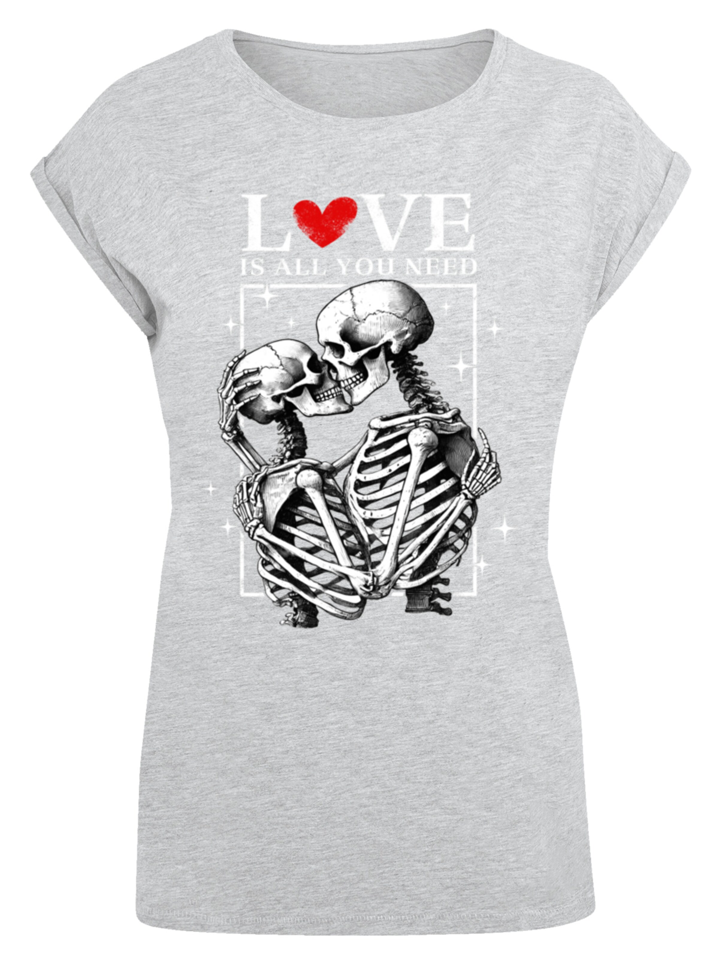 F4NT4STIC Shirt 'Love is all you need' in Grijs: voorkant